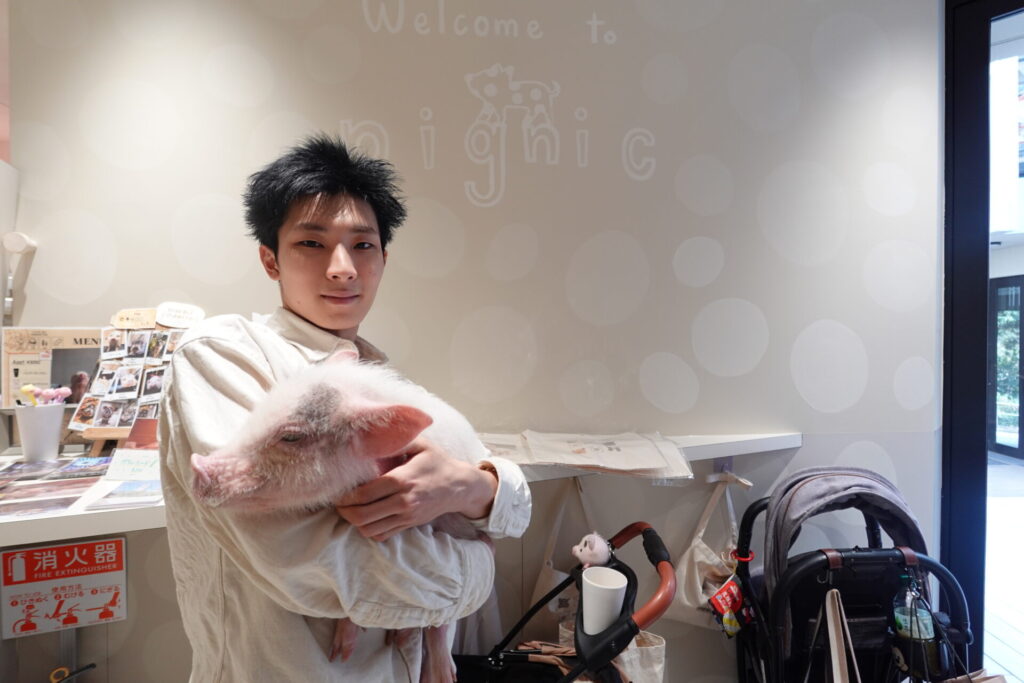 マイクロブタとスタッフ